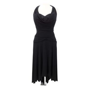 Laundry By Shelli Segal Black Drape-Neck‎ Halter Dress Size 10 Y2K Fairygrunge
